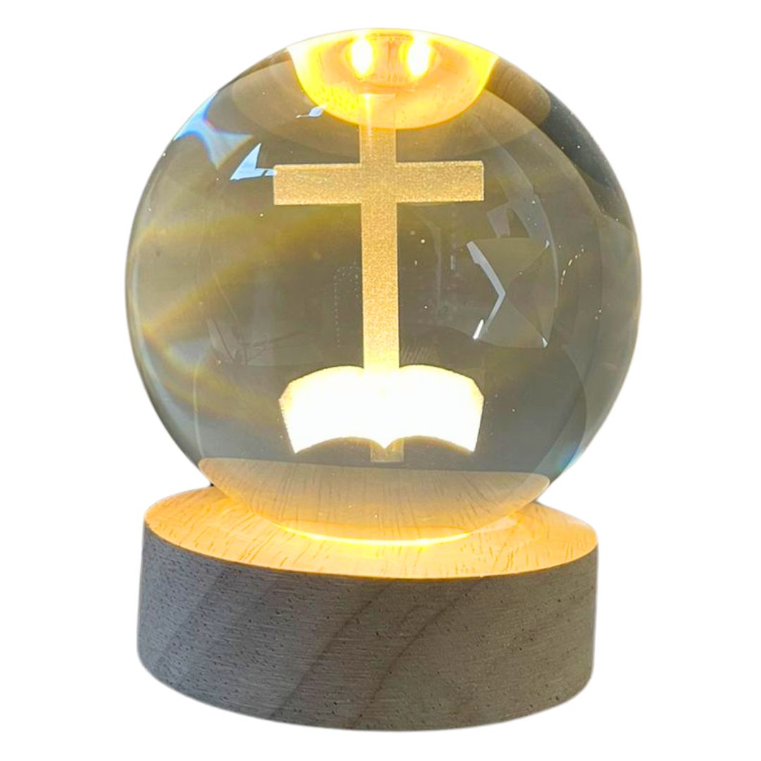 Esfera de Cristal 3D - Cruz biblia