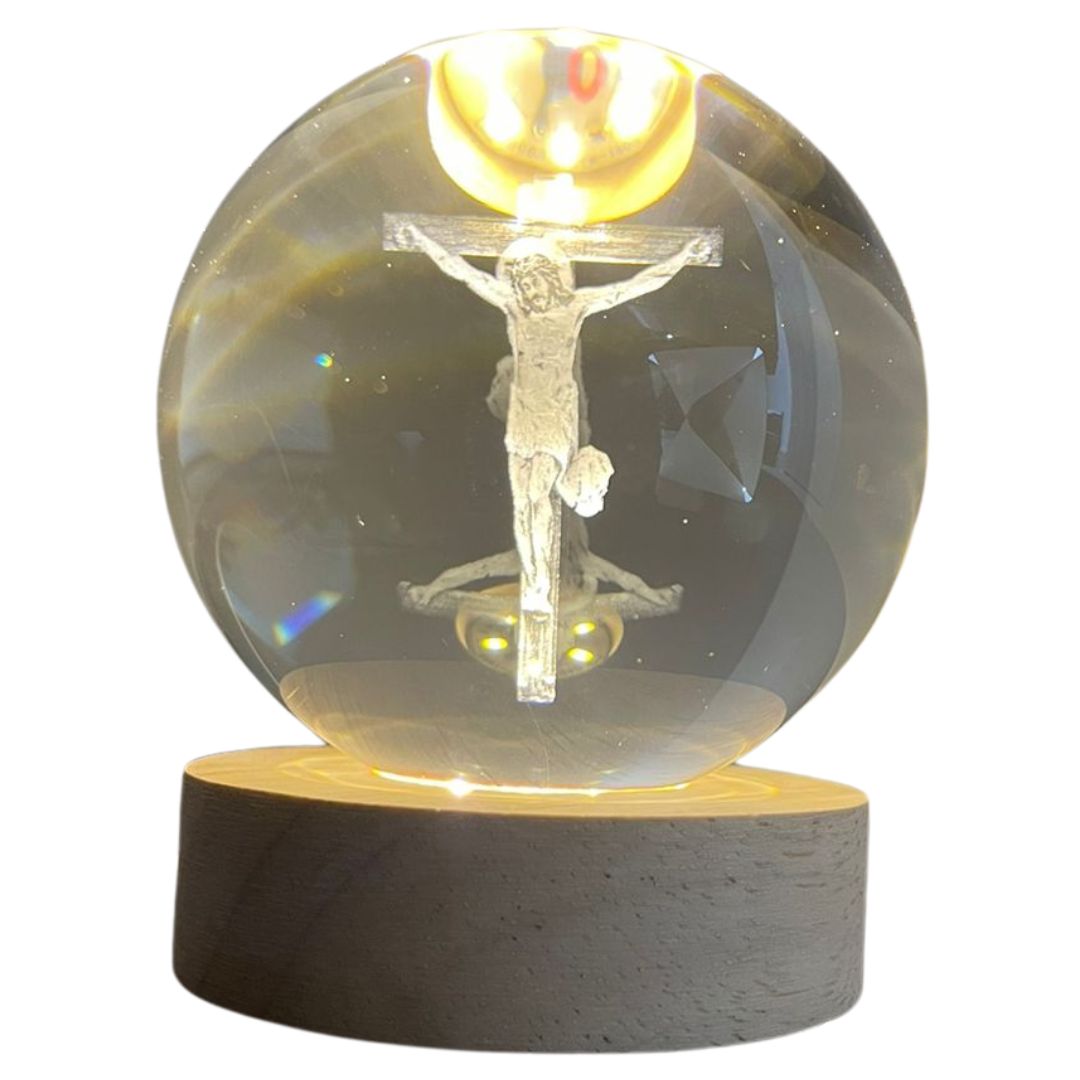 Esfera de cristal 3D - Jesus Crucificado